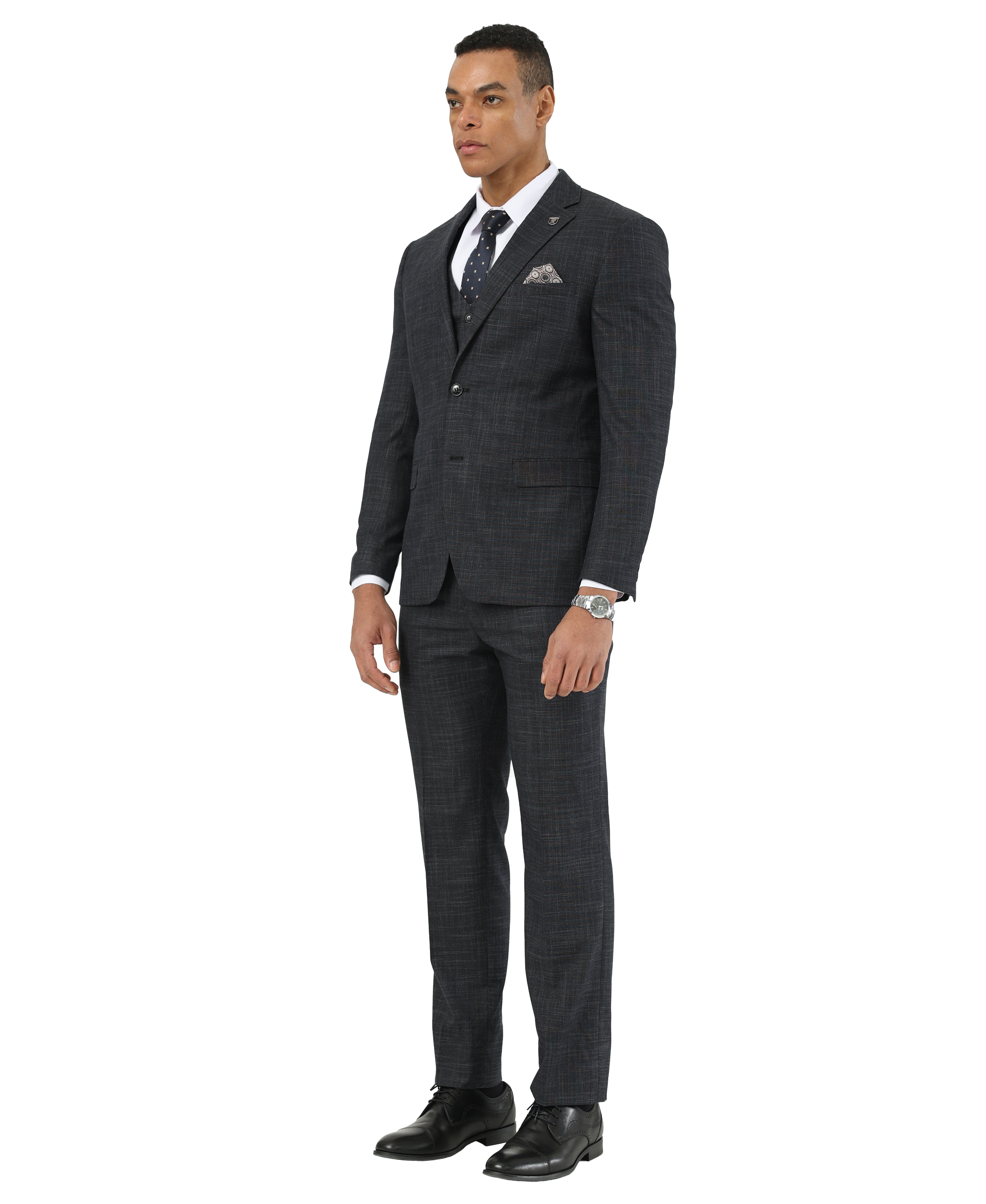 Mens Suit Crosshatch 3pc by Stacy Adams